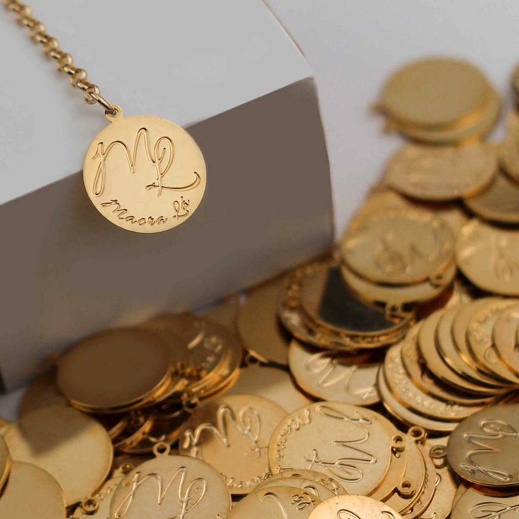 engraved circle charm